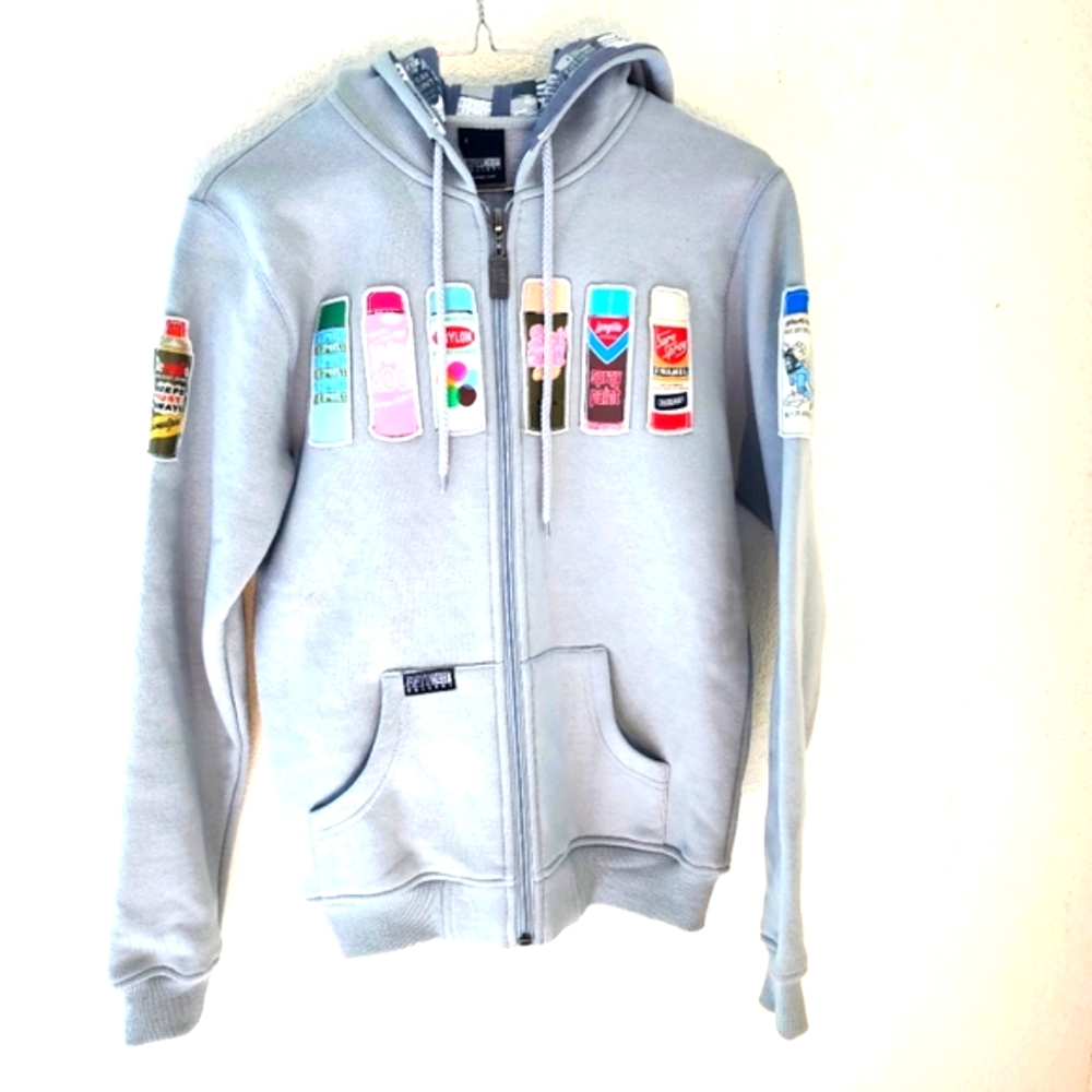 Fifty 24SF Gallery Spray Paint Can Zip Up Heavyweight Fleece Hoodie Size Small
